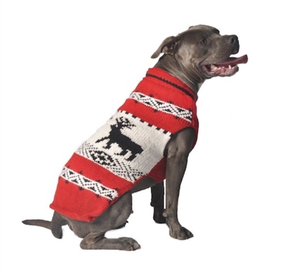 Chilly Dog Red Reindeer Shawl Dog Sweater, XX-Large