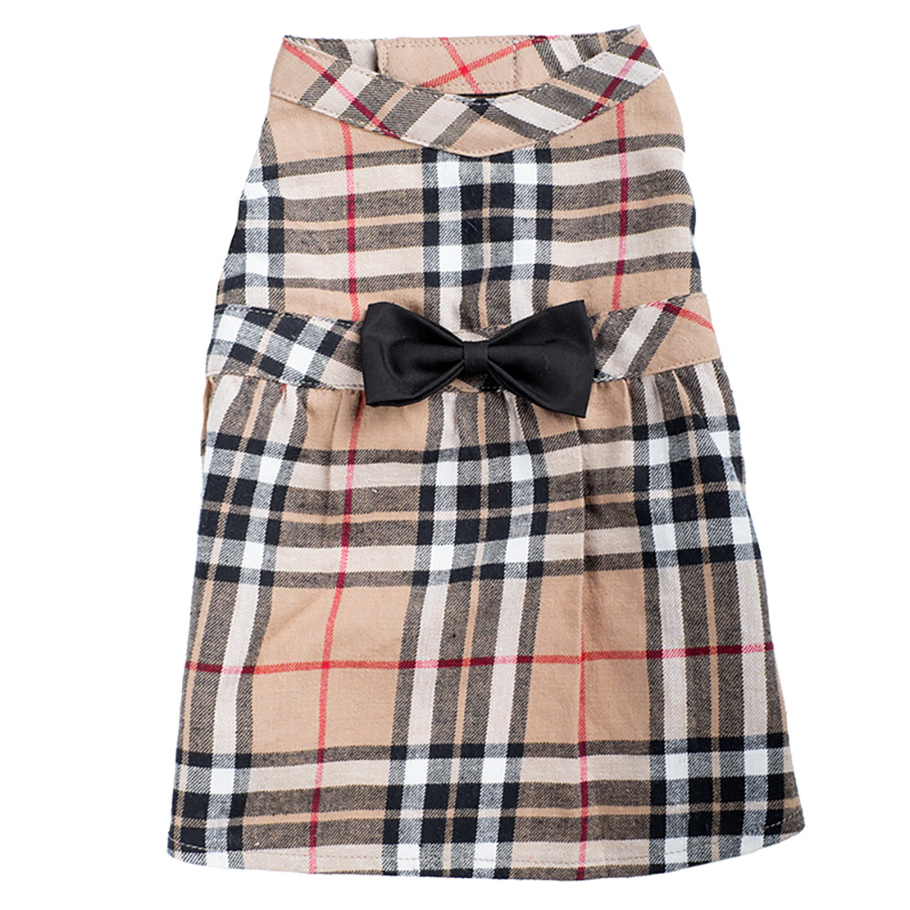 The Worthy Dog Dress, Tan Plaid