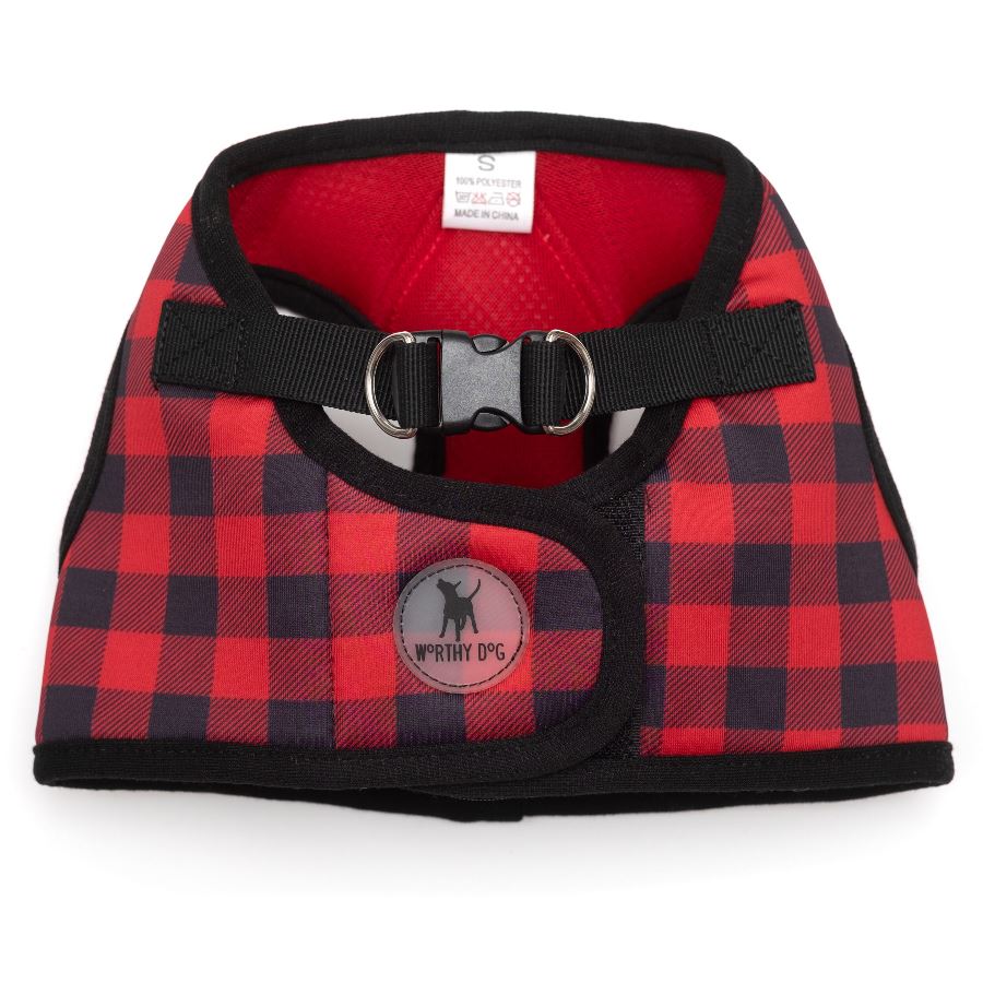 The Worthy Dog Sidekick Harness, Printed Buffalo Plaid