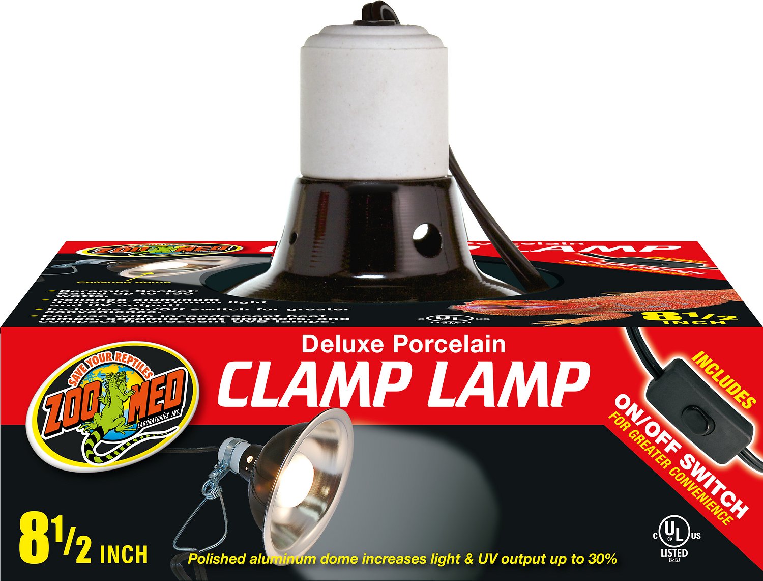 Zoo Med Deluxe Porcelain Clamp Lamp (Weights: -)