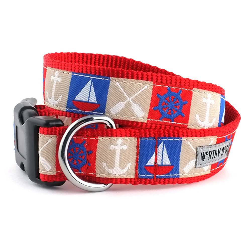 The Worthy Dog Ahoy Dog Collar, Red