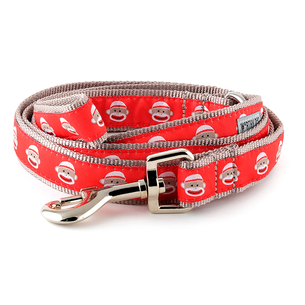 The Worthy Dog Sock Monkey Dog Leash, Red