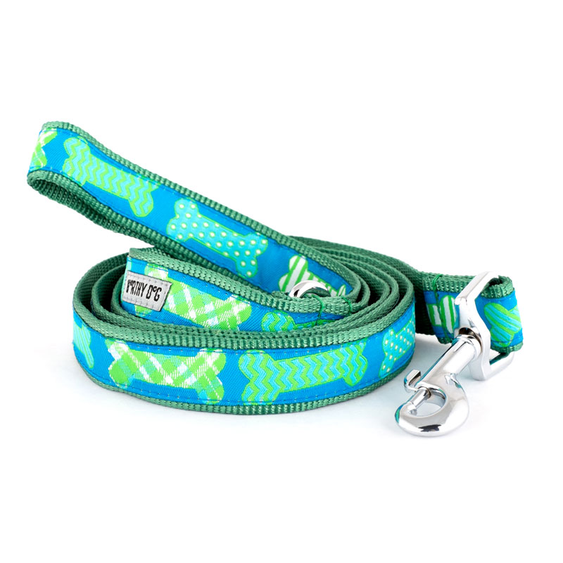 The Worthy Dog Preppy Bones Dog Leash, Blue