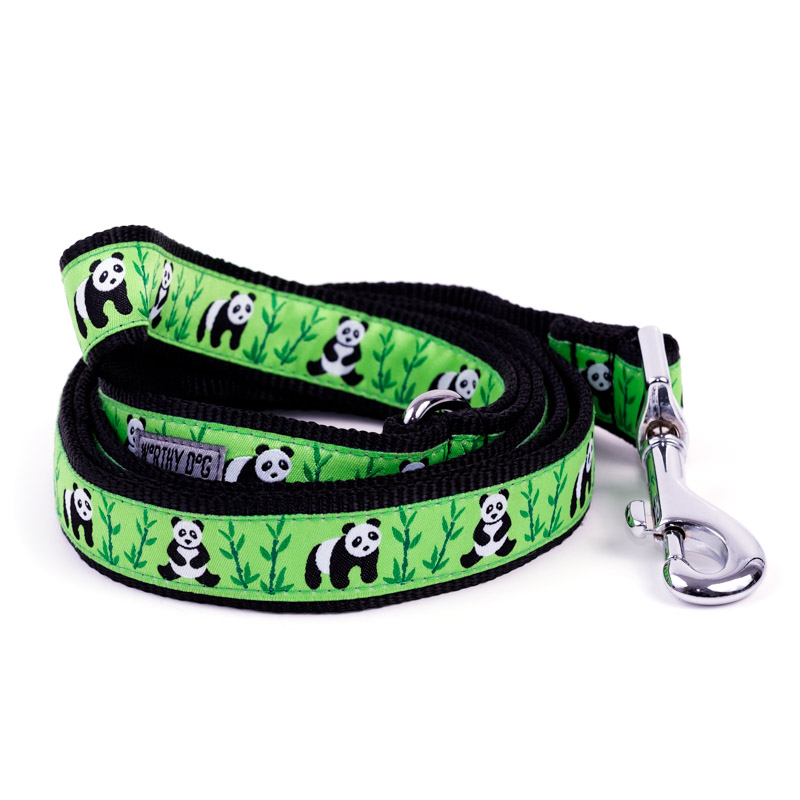 The Worthy Dog Pandas Dog Leash, Green