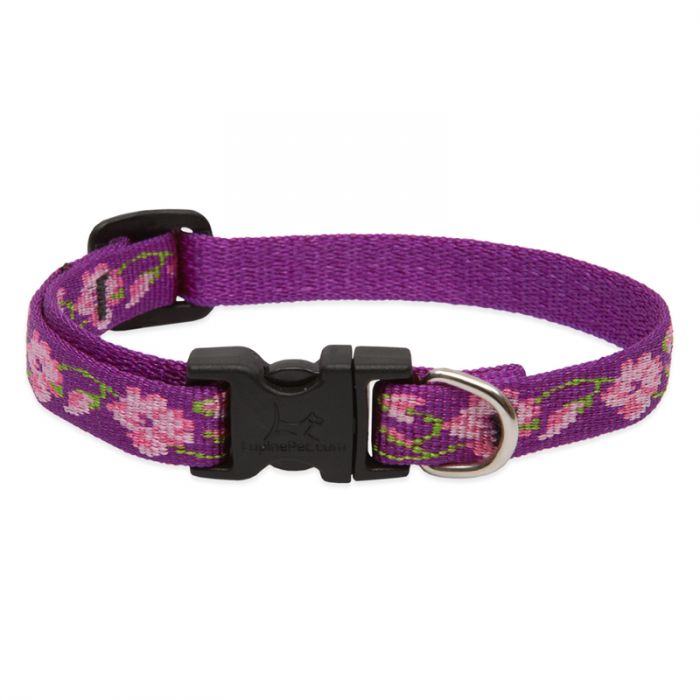 Lupine Pet Original Designs Adjustable Dog Collar, Rose Garden, 1/2-in x 8-12-in