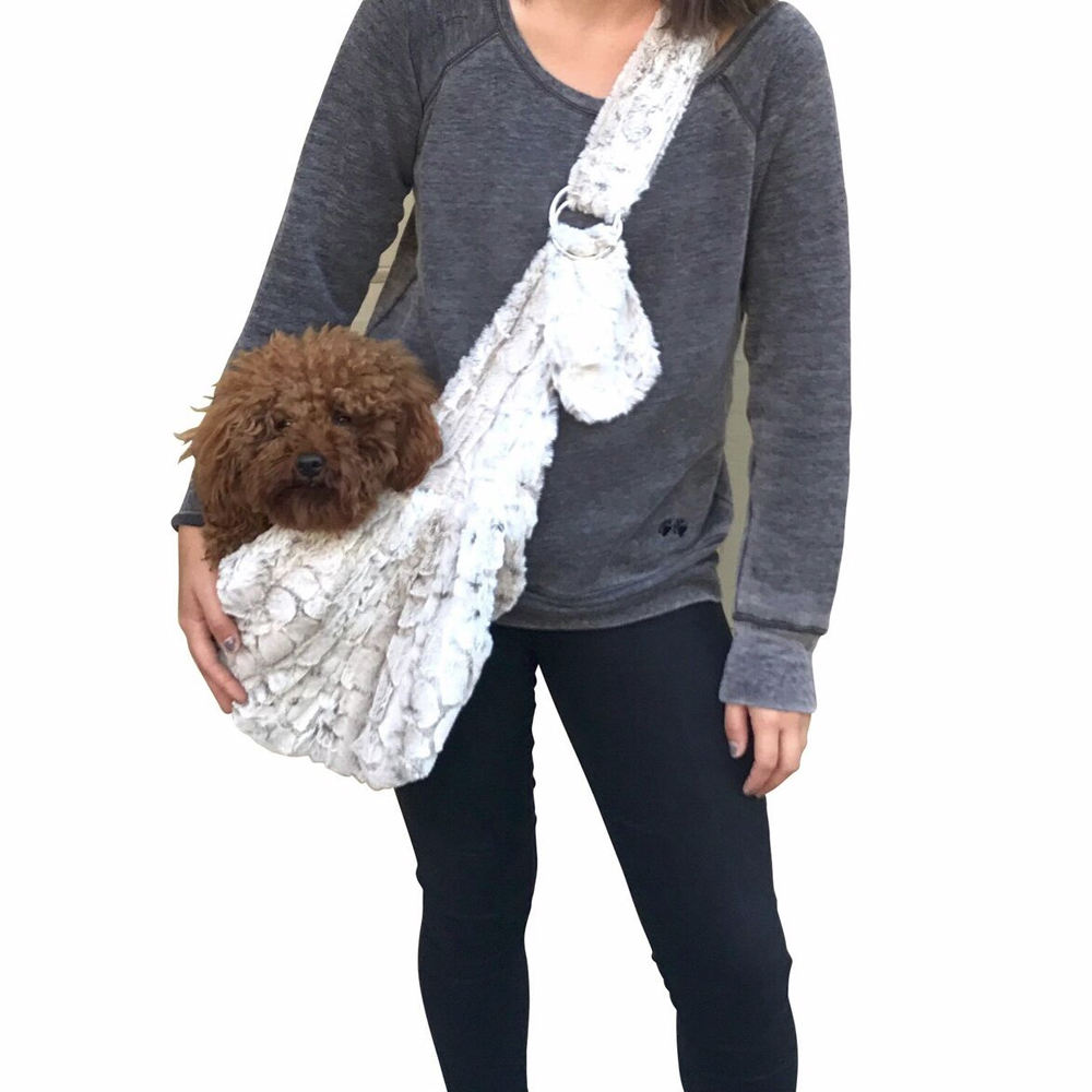 The Dog Squad Adjustable Furbaby Sling Bag Dog Carrier, Frosted Snow Leopard