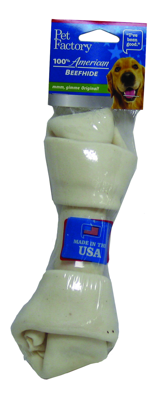 Pet Factory USA Beefhide Bone Dog Treats, 7-8-in