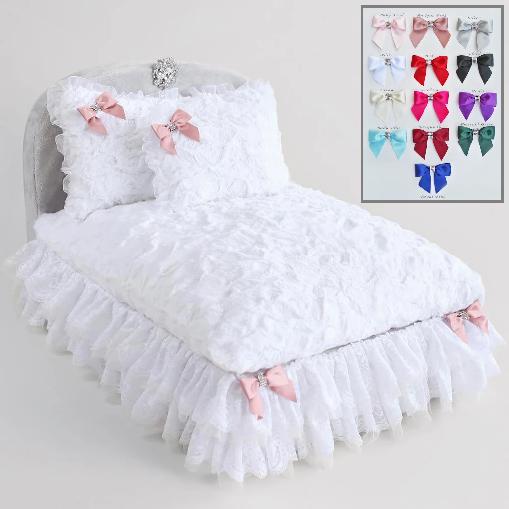 Hello Doggie The Enchanted Nights Collection Dog Bed, Sterling with Silver Bow
