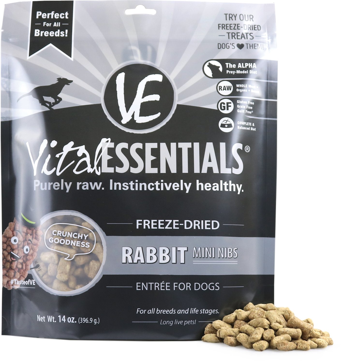 Vital Essentials Rabbit Entree Mini Nibs Grain-Free Freeze-Dried Dog Food