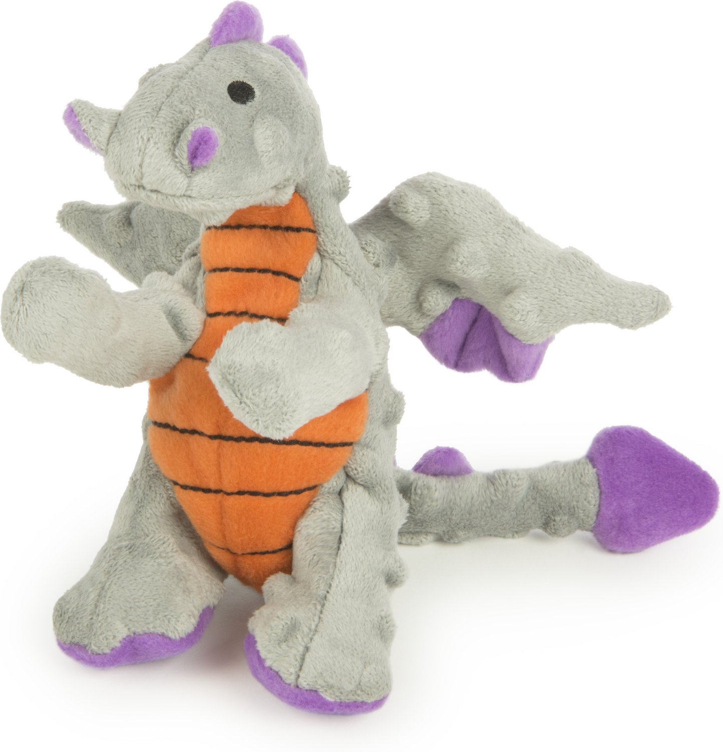 GoDog Dragons Chew Guard Plush Dog Toy, Gray, Small