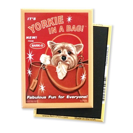 Retro Pets Yorkie in a Bag Magnet