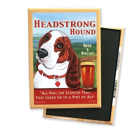 Retro Pets Headstrong Basset Magnet