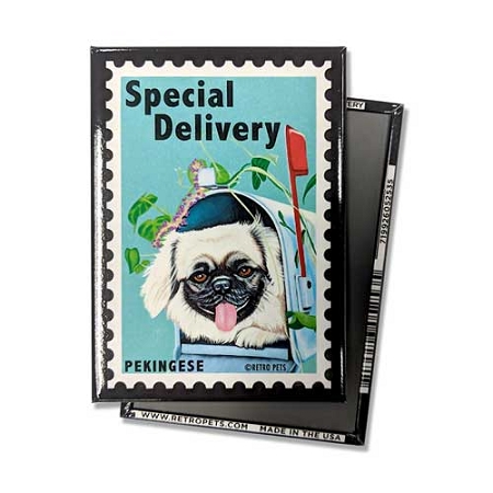 Retro Pets Special Delivery Pekingese Magnet