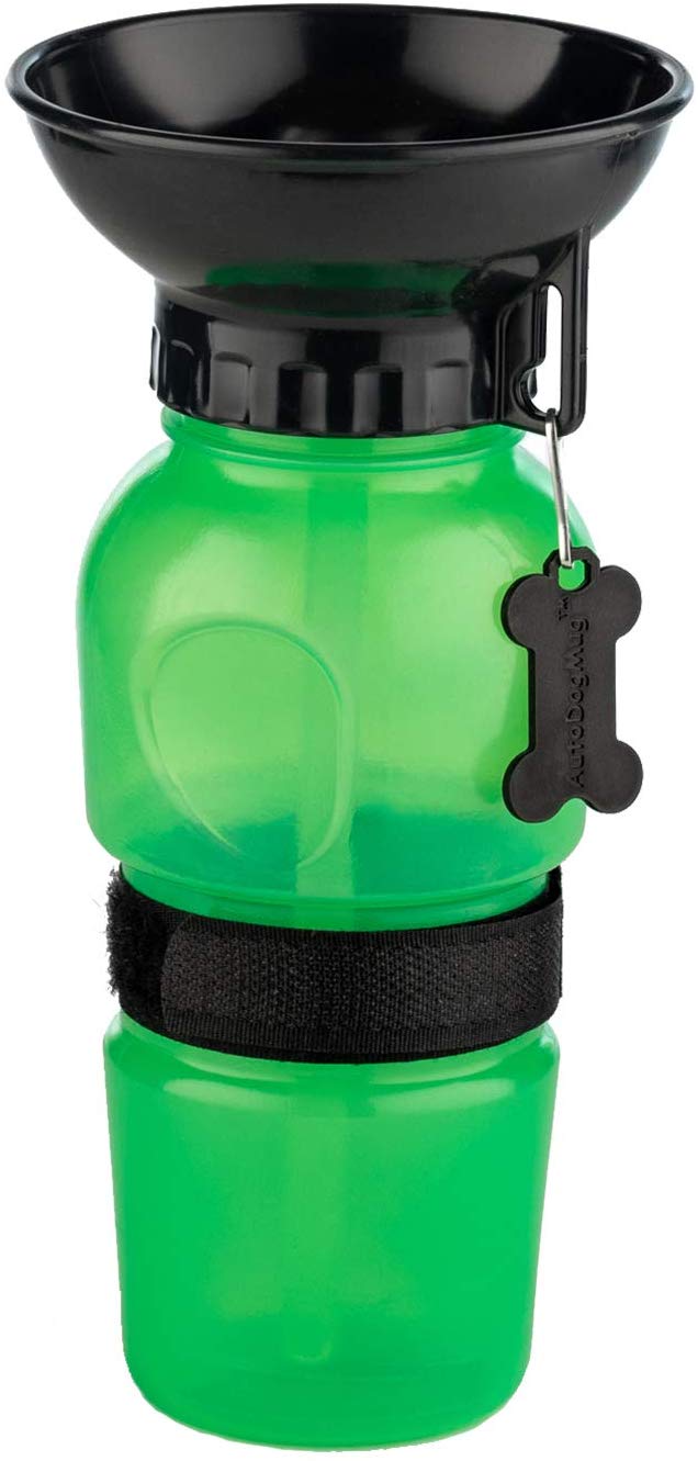 Highwave AutoDogMug Portable Dog Water Bottle & Bowl, Green, 20-oz bottle