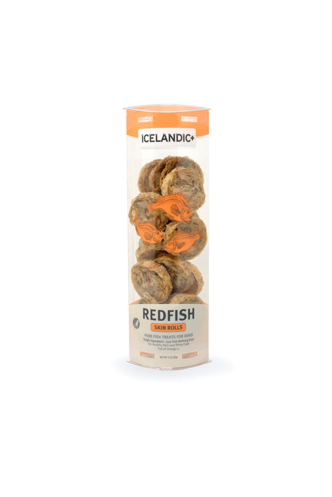 Icelandic+ Redfish Skin Roll Dog Treats, 3-oz tube (Size: 3-oz tube)