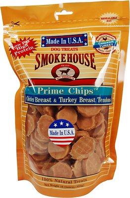Smokehouse USA Chicken Breast & Turkey Breast Tendons Prime Chips Dog Treats, 16-oz