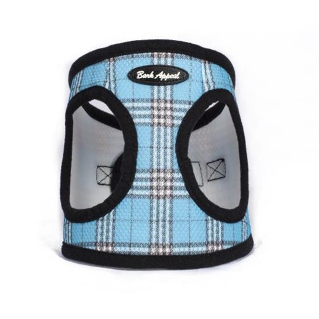 Bark Appeal Mesh EZ Wrap Step In Dog Harness, Blue Plaid, XX-Small
