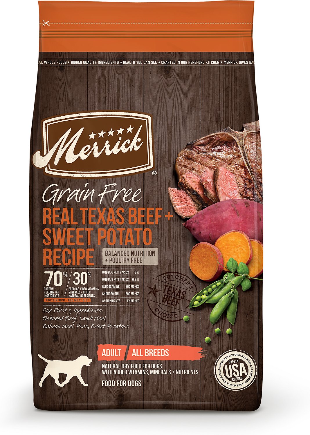 Merrick Grain-Free Real Texas Beef + Sweet Potato Recipe Dry Dog Food, 10-lb