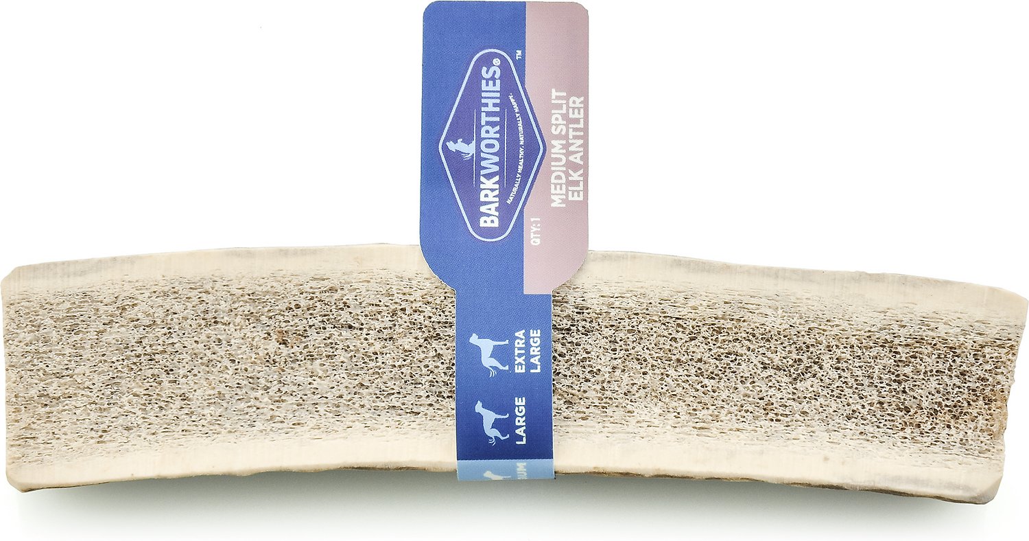 Barkworthies Split Elk Antler Dog Treats, Medium