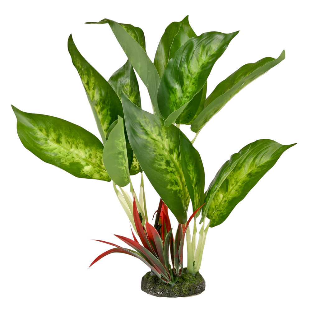 Blue Ribbon ColorBurst Florals Dieffenbachia Variegated Leaf Aquarium Plant, 8.75-in