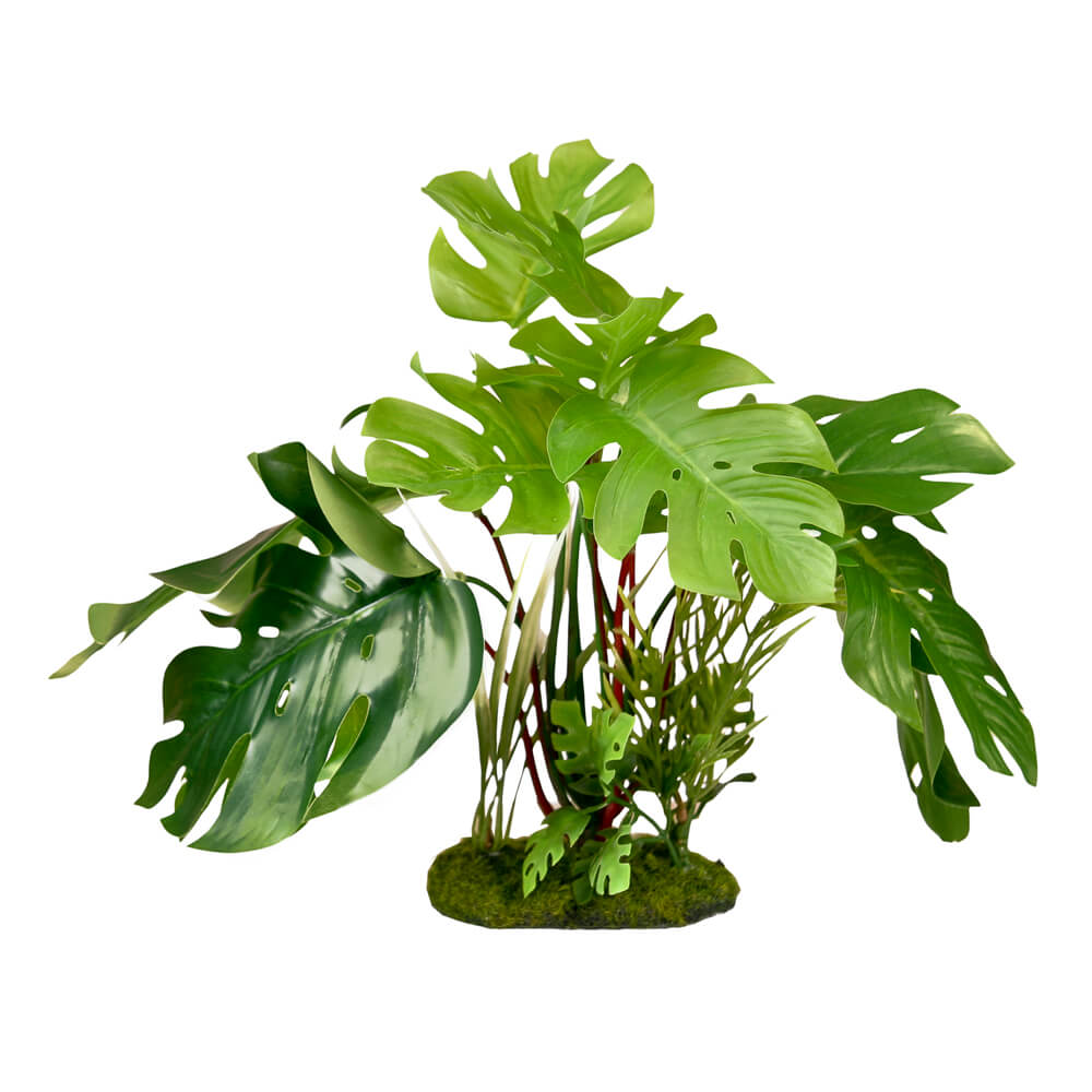 Blue Ribbon ColorBurst Florals Split Green Leaf Philodendron Aquarium Plant, 7.25-in