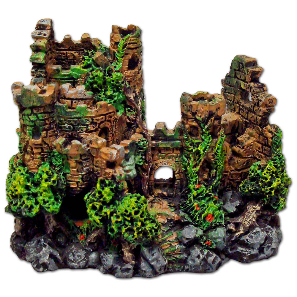Blue Ribbon Exotic Environments Forgotten Ruins Crumbling Castle Aquarium Ornaments, 3.25-in