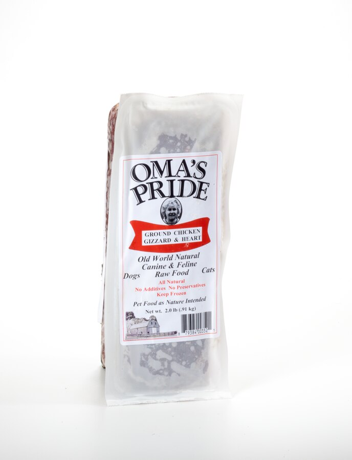 Oma's Pride Ground Chicken Gizzards & Heart Frozen Dog & Cat Food