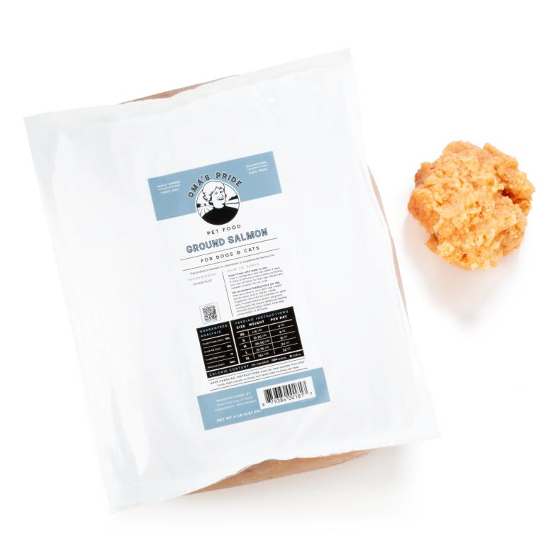 Oma's Pride Ground Salmon Frozen Dog & Cat Food, 5-lb