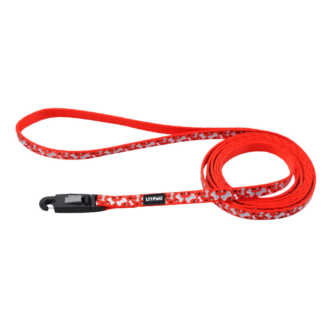 Li'l Pals Reflective Dog Leash, Bones & Triangles, 3/8-in x 6-ft (Size: 3/8-in x 6-ft)