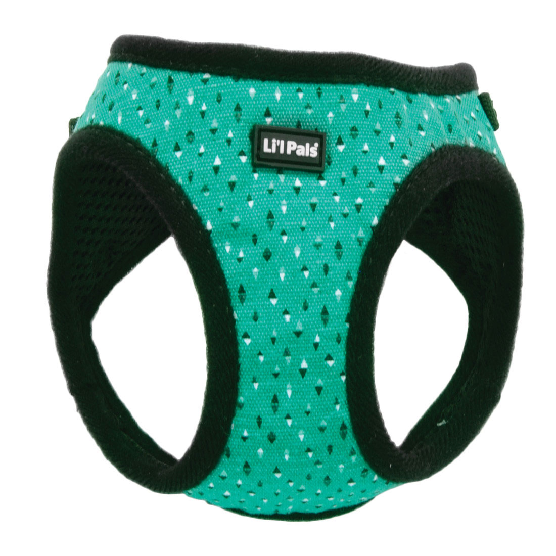 Li'l Pals Canvas Dog Harness, Teal & Grey Diamonds