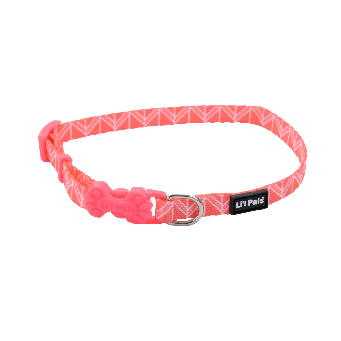 Li'l Pals Adjustable Patterned Dog Collar, Pink Tribal Chevron, 3/8-in x 6-8-in