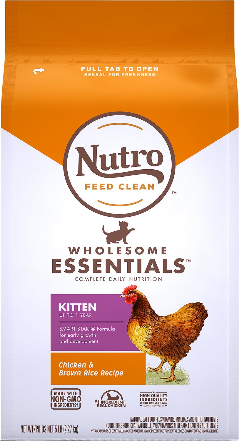 Nutro Wholesome Essentials Chicken & Brown Rice Recipe Kitten Dry Cat Food, 5-lb