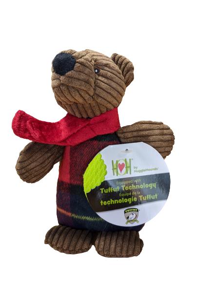 HuggleHounds Chubbie Buddie Brown Bear Dog Toy, Large