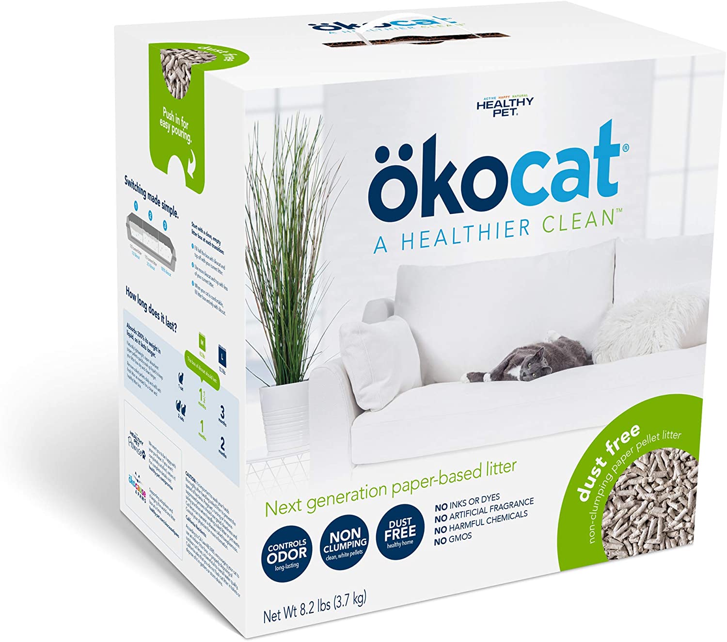 Okocat Natural Paper Dust Free Cat Litter, 8.2-lb box