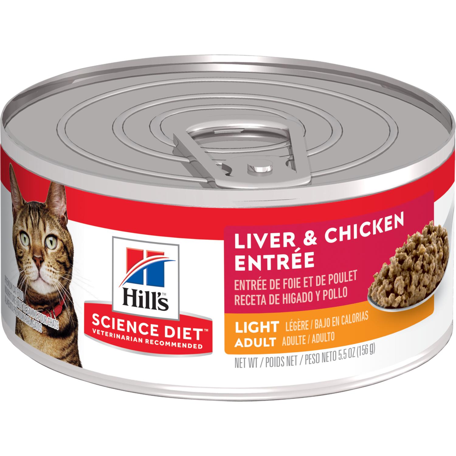 Hill's Science Diet Adult Light Liver & Chicken Entree Wet Cat Food, 5.5-oz, case of 24 (**)