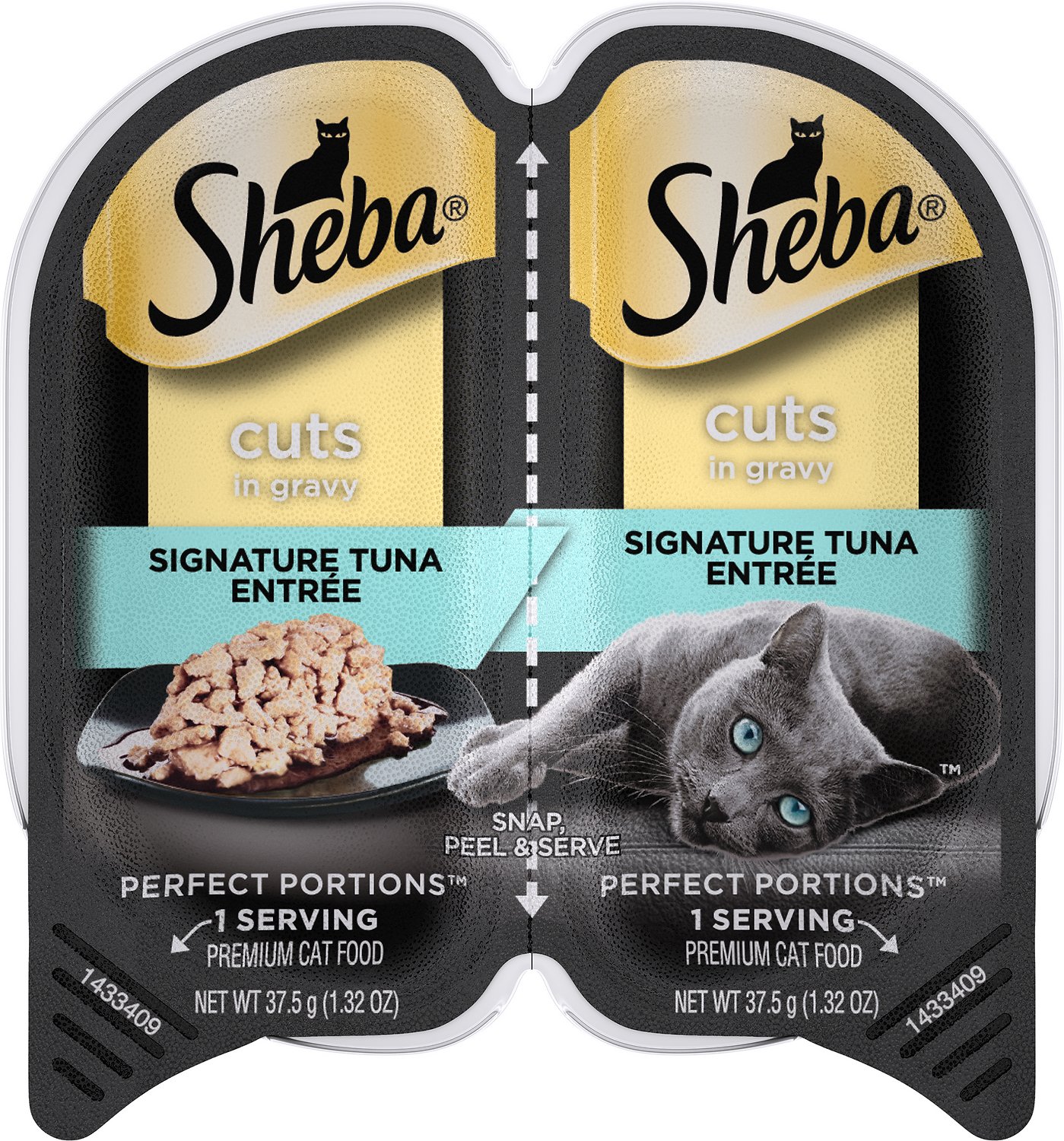 Sheba Perfect Portions Grain-Free Signature Tuna Cuts in Gravy Entree Cat Food Trays, 2.6-oz, case of 24 twin-packs (**)