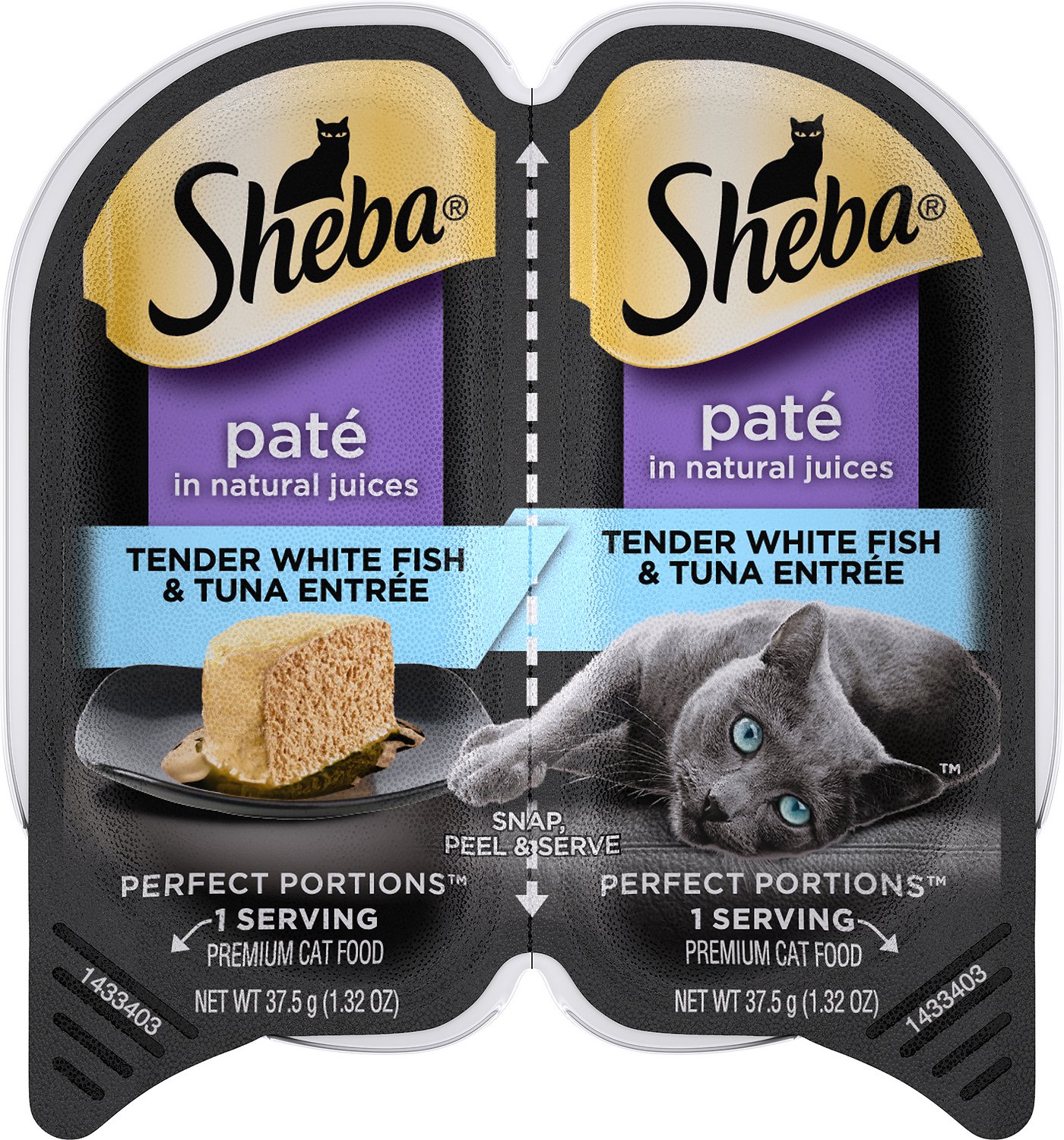 Sheba Perfect Portions Grain-Free Tender Whitefish & Tuna Entree Cat Food Trays, 2.6-oz, case of 24 twin-packs (**)