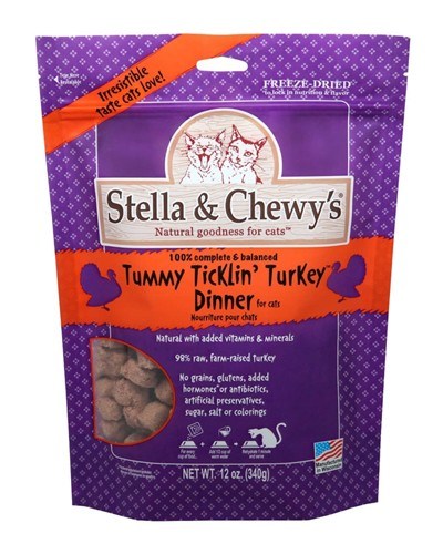 Stella & Chewy's Dîner Dinde Tummy Ticklin' Nourriture lyophilisée pour chats, 12 oz