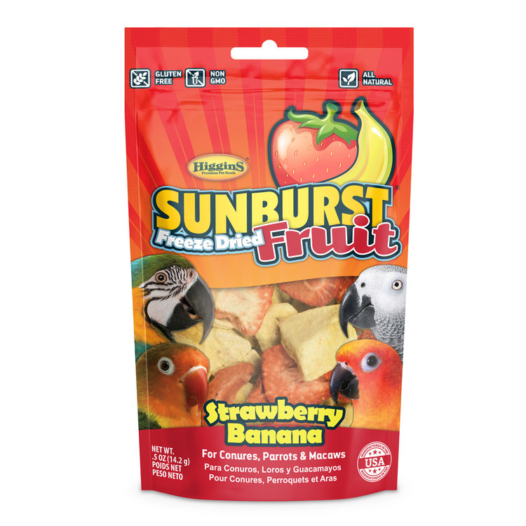 Higgins Sunburst Fruit Strawberry Banana Freeze-Dried Bird Treats, 0.5-oz