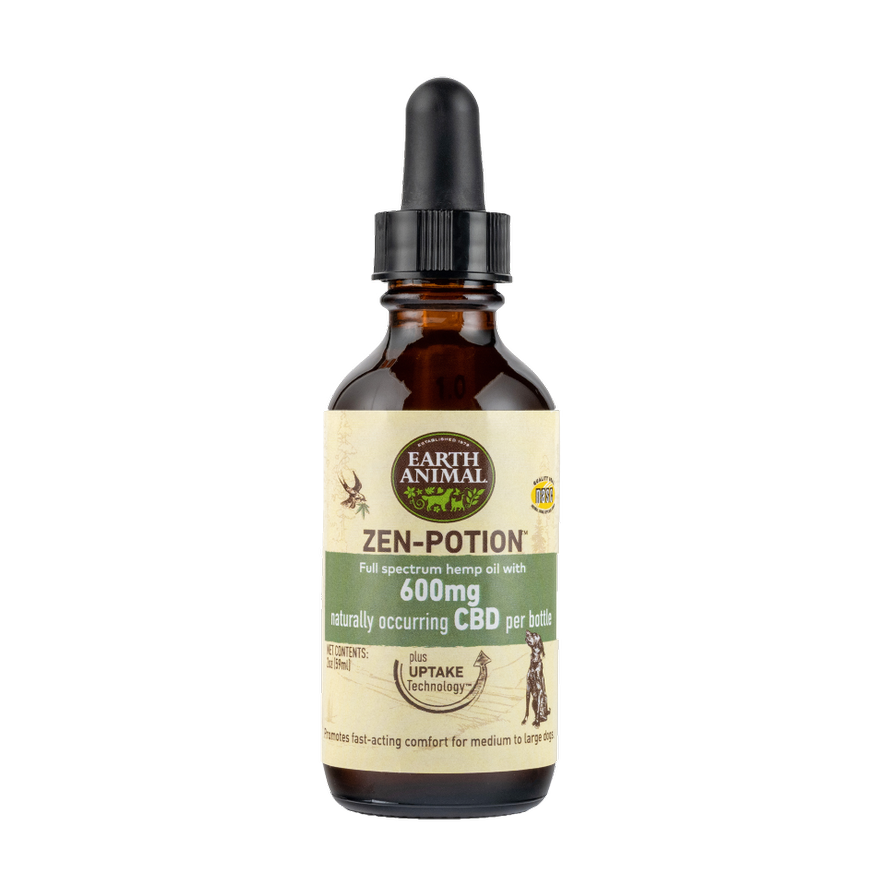 Earth Animal Nature's Comfort Zen-Potion Hemp Oil Drops with Naturally Occurring   C B D   for Dogs & Cats, 600-mg (**)