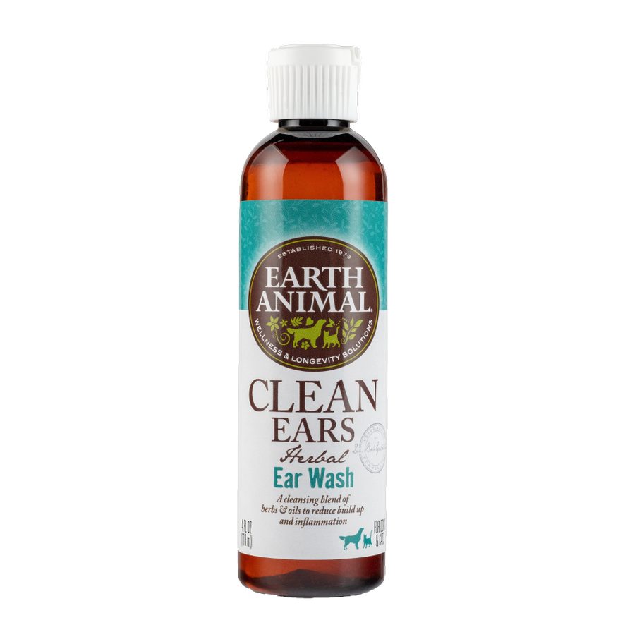 Earth Animal Herbal Topical Remedies Clean Ears Ear Wash for Dogs & Cats, 4-oz Bottle (**)