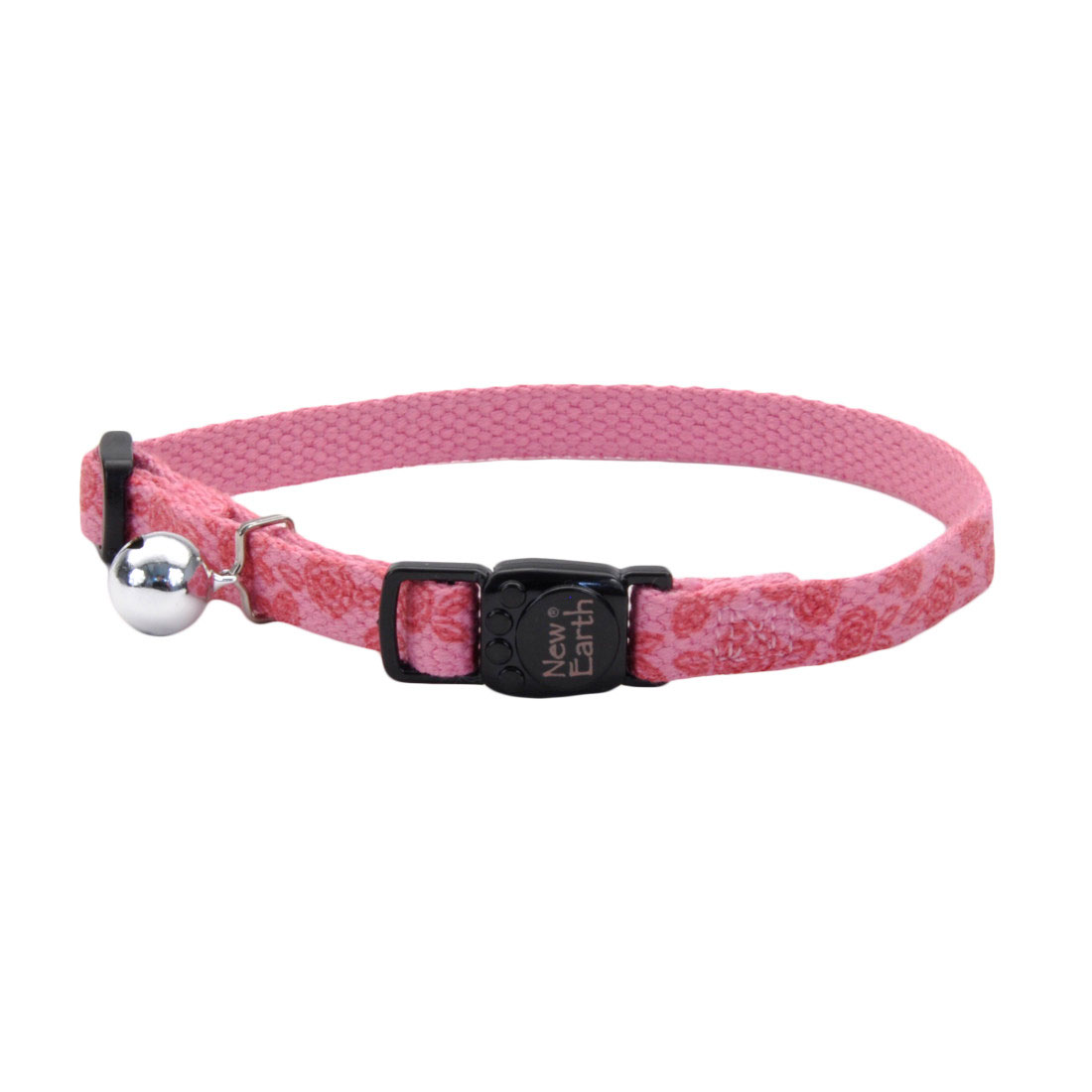Coastal New Earth Printed Soy Breakaway Cat Collar, Rose with Roses, 8-12-in (Size: 8-12-in)