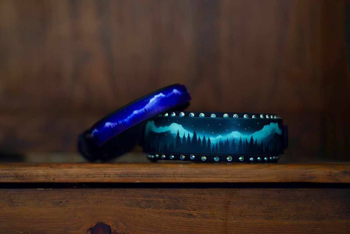 FrostyPawsAK - Northern Lights Collars Blue, With bling, Size S