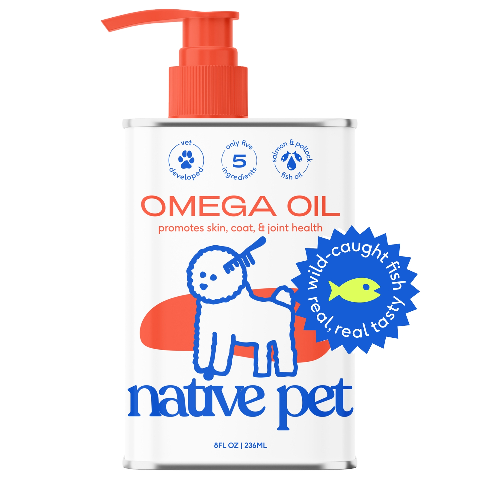 Native Pet Omega-3 Fish Oil, Skin & Coat Health Supplement for Dogs, 8 oz