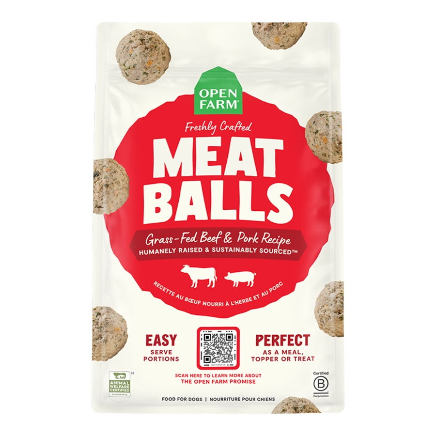 OPEN FARM DOG FROZEN GENTLY COOKED MEATBALLS BEEF & PORK 14OZ