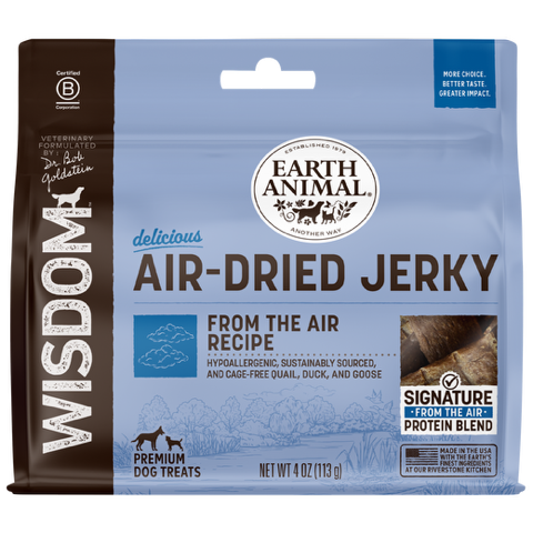 Earth Animal Wisdom Jerky From the Air Quail, Duck, Goose Air-Dried Dog Treats, 4-oz (Size: 4-oz)