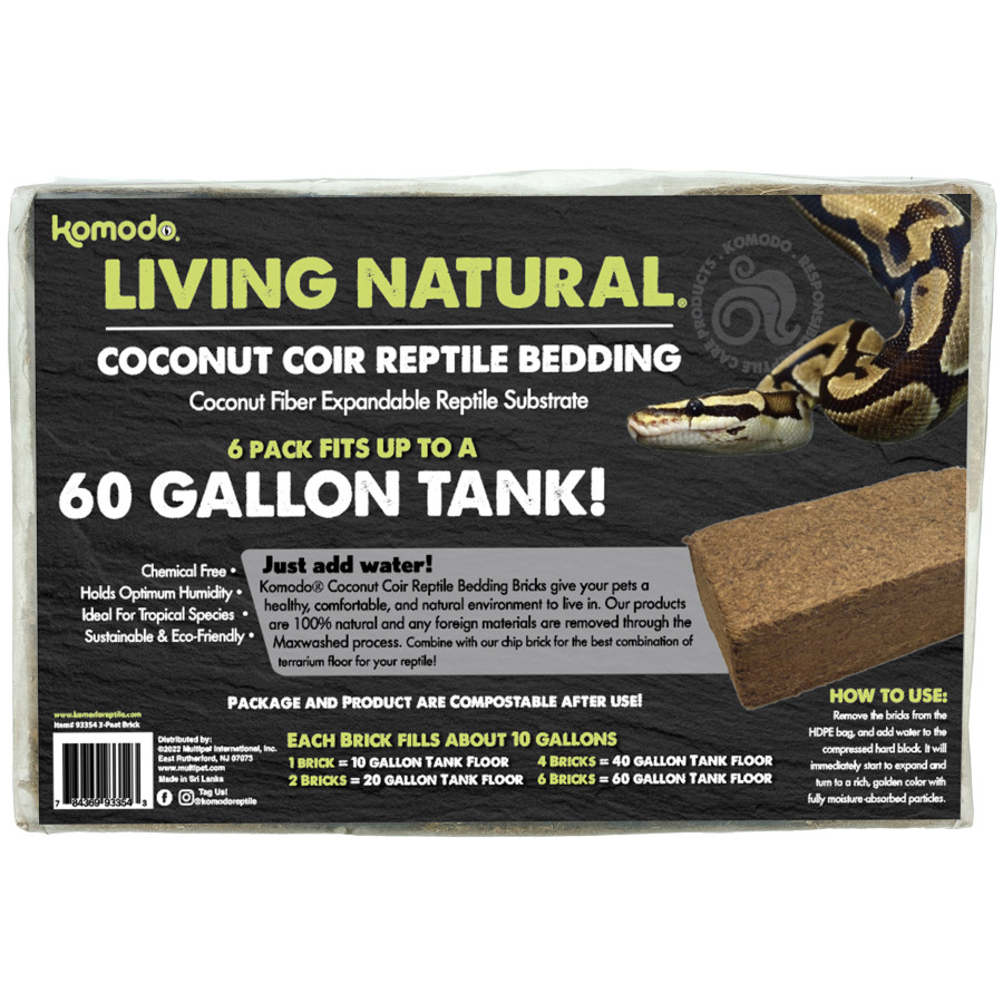 Komodo Living Natural Coconut Coir Reptile Bedding 6 ct Brick