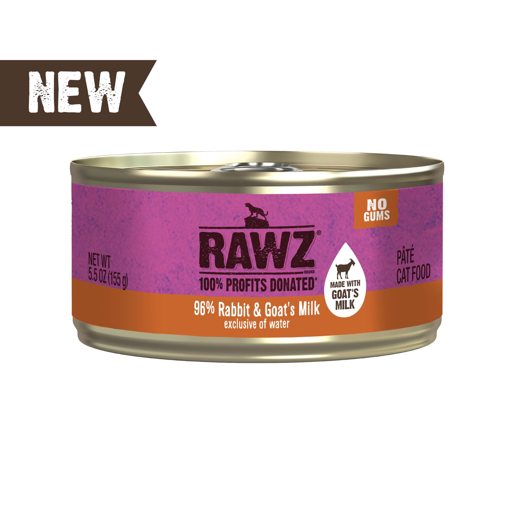 RAWZ 96% Rabbit & Goat's Milk Pate Wet Cat Food Can, 5.5-oz