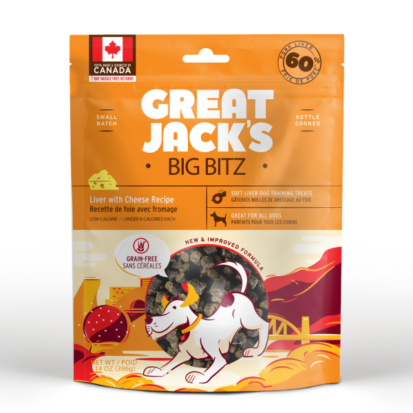 Great Jack's Dog Treats GF Pork Liver & Cheese Big Bitz 396g