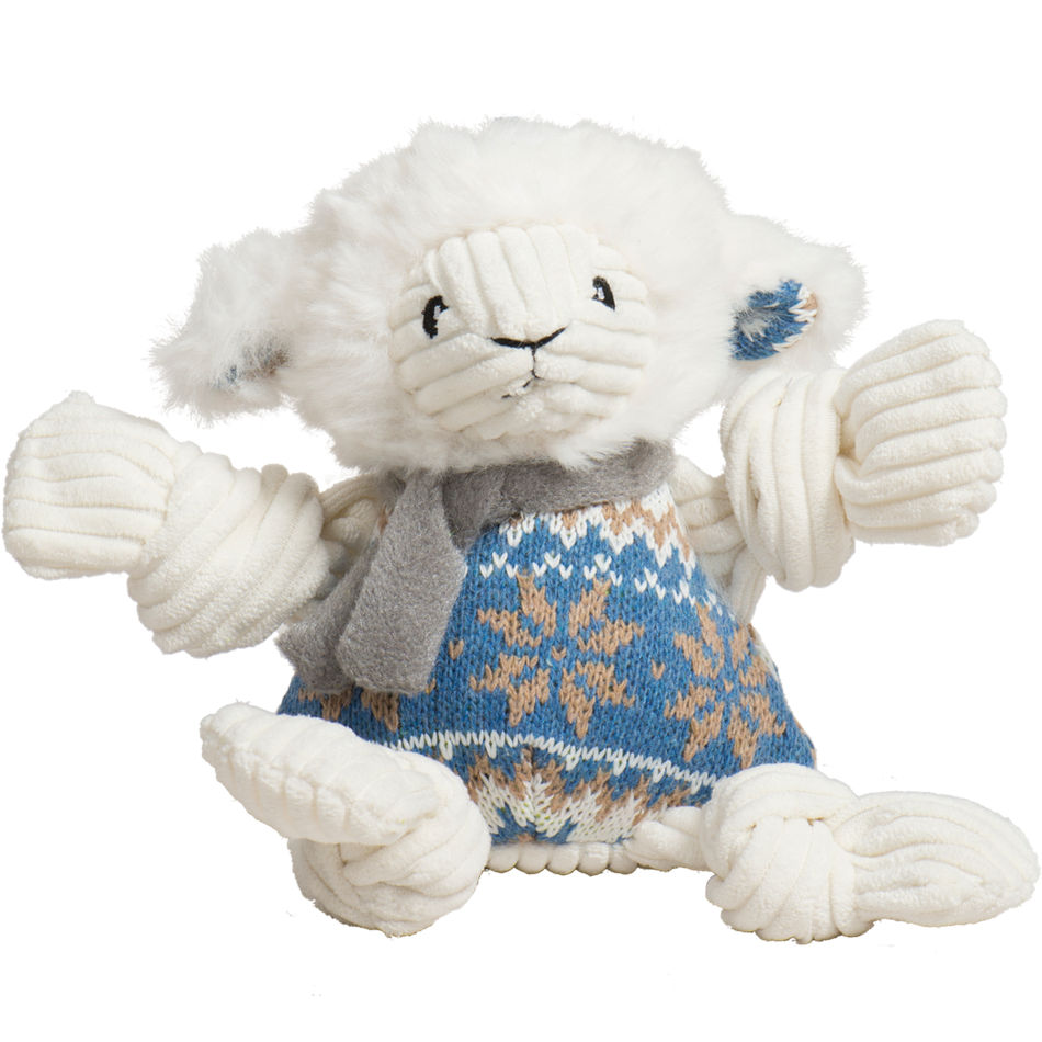 HuggleHound Holiday 2025 Leo Lamb Knottie Plush Dog Toy, Small